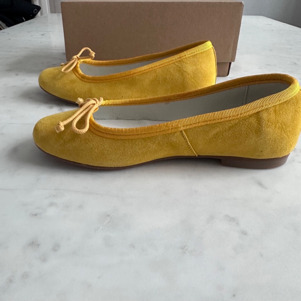 Pepa London Lace Tie Ballerina Shoes in Sunshine Yellow - Picture 4 of 6